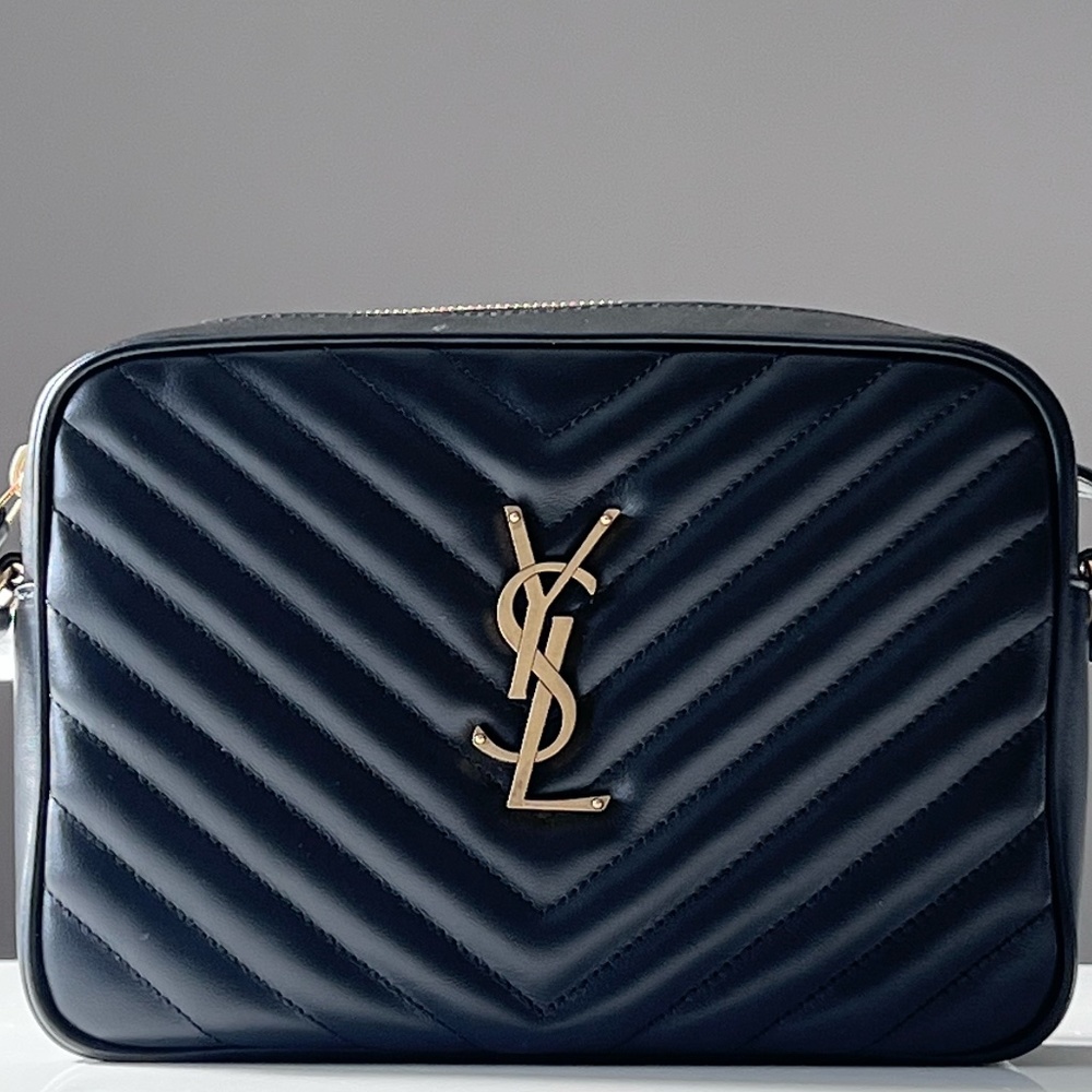 YSL Noir Monogram Lou Camera shoulder/crossbody bag in calfskin leather